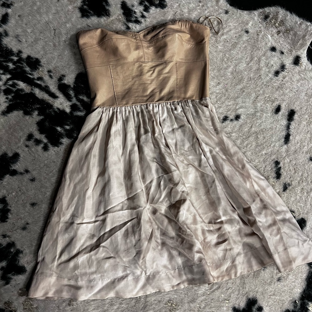 Rebecca Taylor Leather Strappless Dress